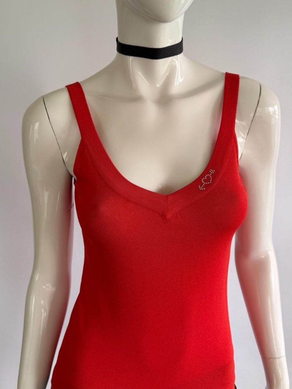 Archival Blugirl Blumarine 2000s Vintage Heart Rhinestone Logo Top